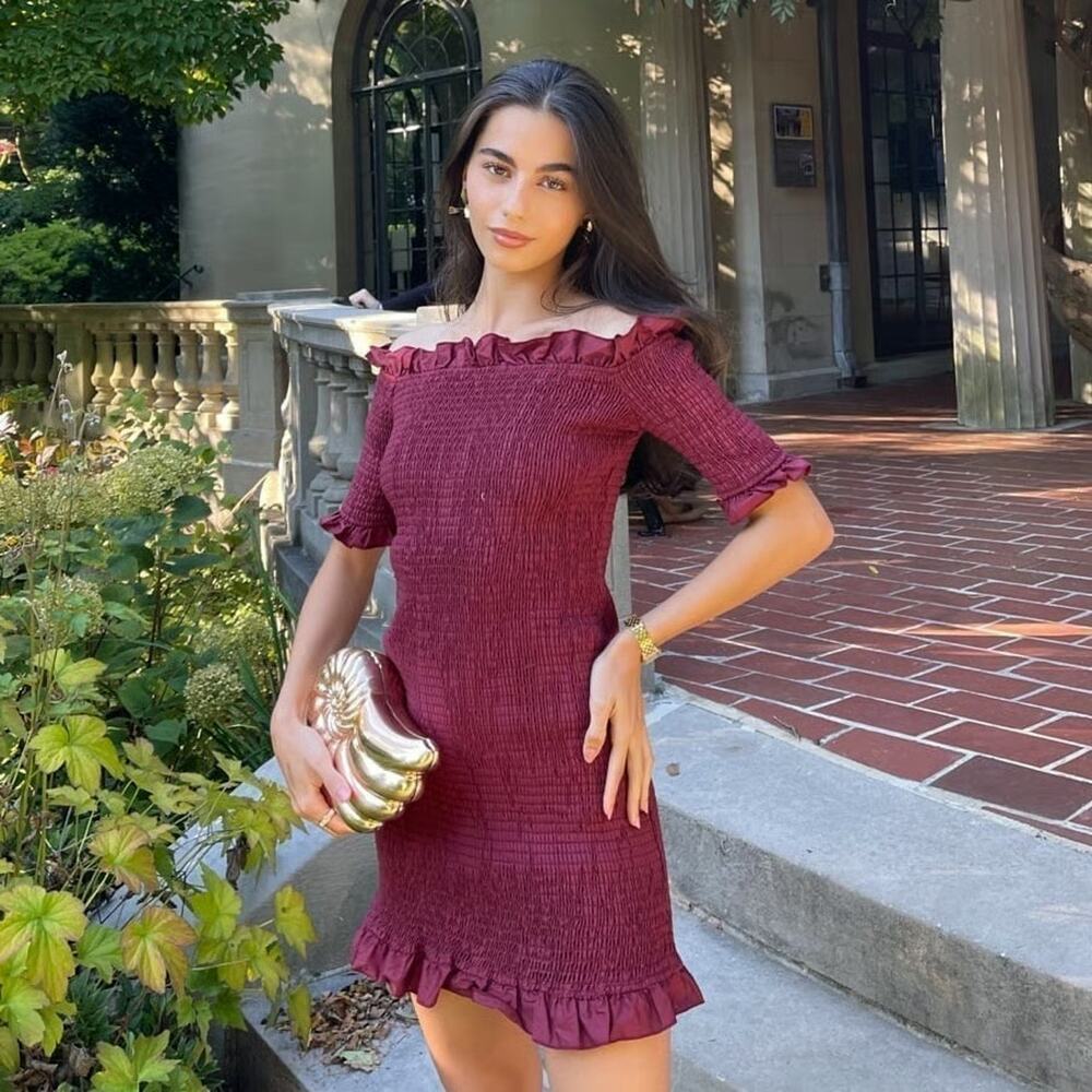 Georgie | Smocked Poplin Slim Mini Dress